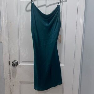 Green Satin Mini Dress Size M